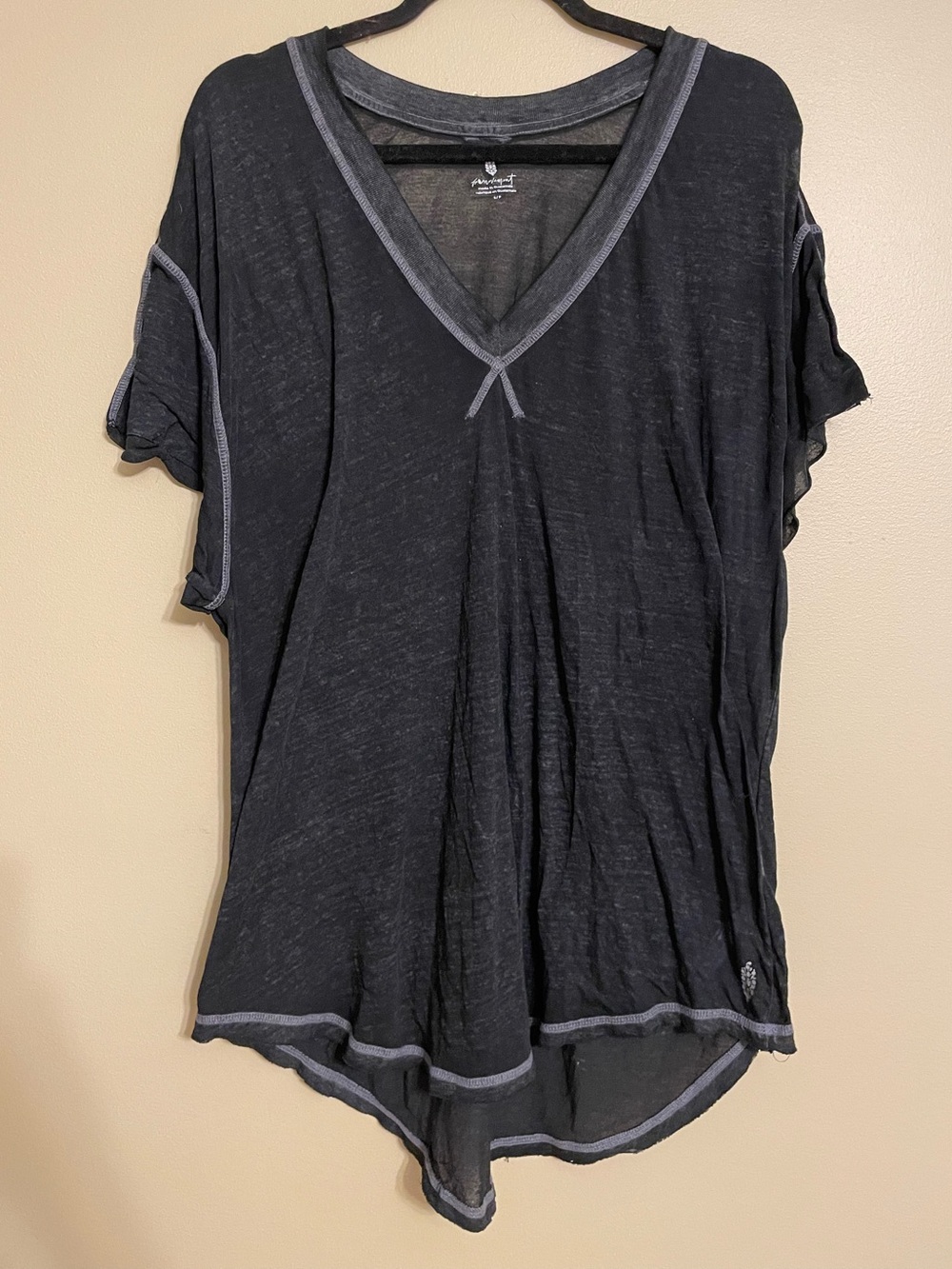 Free People Movement Black short Sleeve Relaxed oversized sheer workout small
